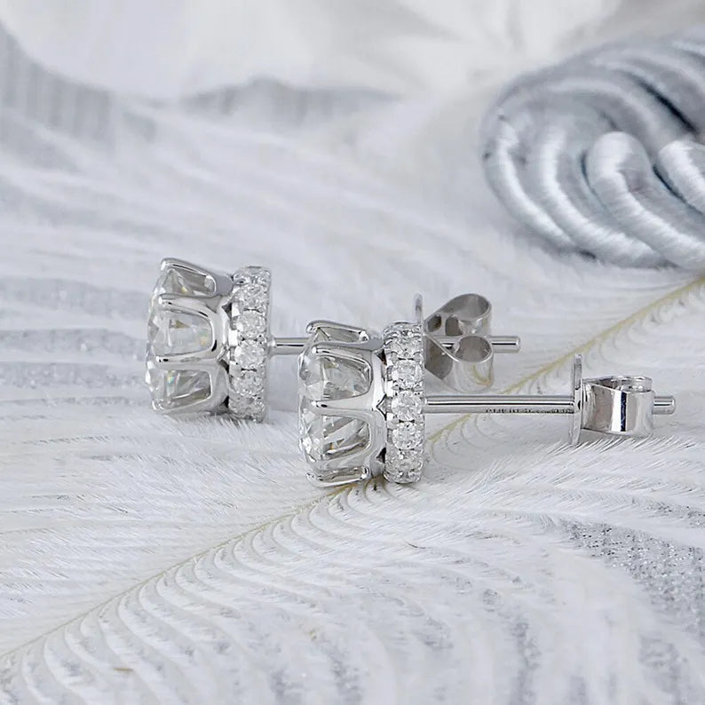 0.50 Ct. Round Cut Lab Grown Diamond Wedding 18KEarrings