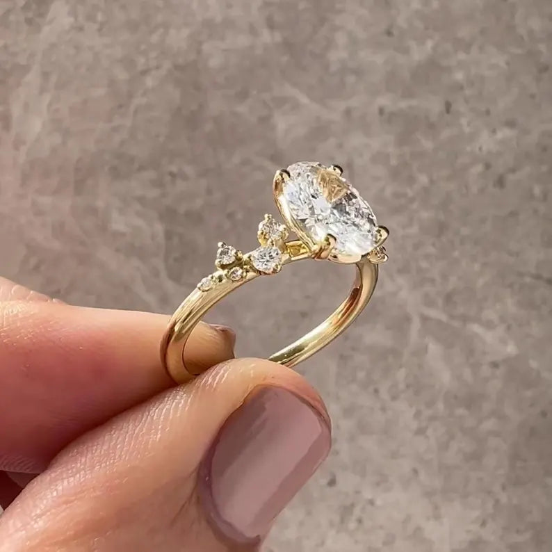 2.0 Ct Oval Shaped Lab Grown Diamond Ring